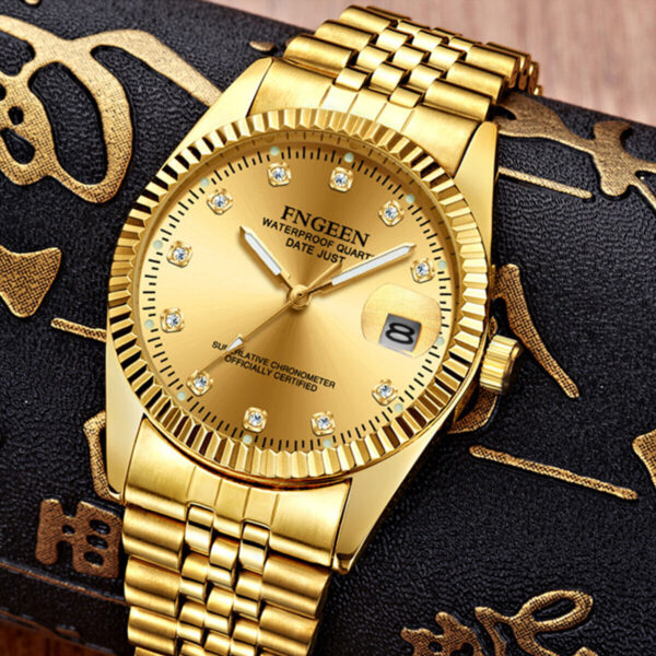 2022 New Men's Watch Relojes De Hombre Gold Stainless Classic Dial Steel Quartz