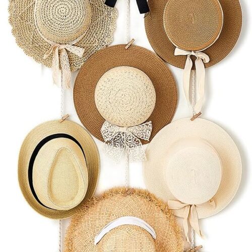 1 Mkono Hat Rack Hat Hangers for Wall Boho Caps Storage Display Organizer with Decorative Tassels Modern Cowboy Womens Hat Holder Display Hanger for Wide Brim Fedora Hats Bowler Baseball Caps, Medium
