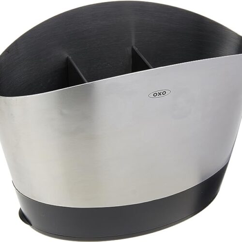 OXO Good Grips Stainless Steel Utensil Holder 8.4" x 4.75" x 6.25",Silver