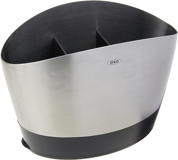 OXO Good Grips Stainless Steel Utensil Holder 8.4″ x 4.75″ x 6.25″,Silver