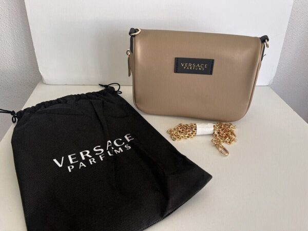 Versace Parfums Gold Clutch Shoulder Crossbody Handbag Purse Pouch Bag New 3