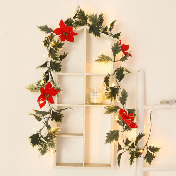 Pre Lit Christmas Garland with Lights Door Wreath Fireplace Christmas Decoration 1
