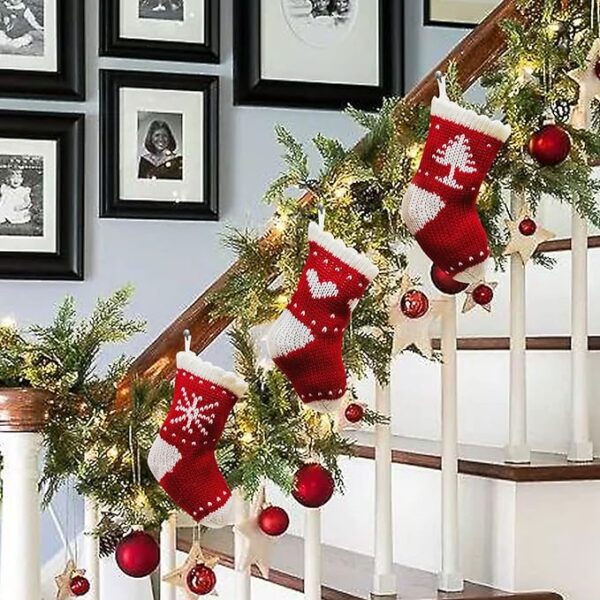 AMAMDHGA Christmas Stockings Set of 3, Large Xmas Stocking Sack Gift for Girl and Boy Giant Stock Christmas Bag Holiday for Family Fireplace Hanging Santa Reindeer 3
