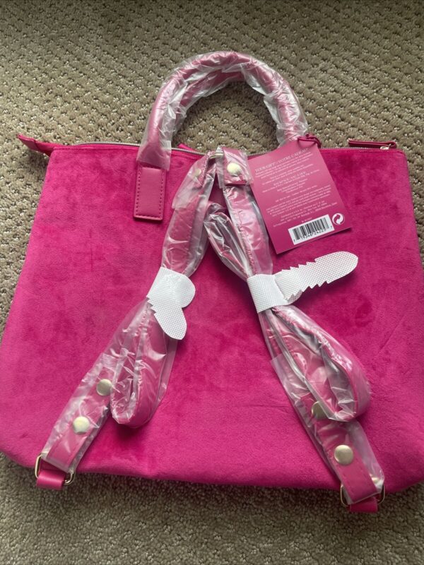 NWT Juicy Couture Pink Velvet Convertible Backpack / Tote Bag / 3