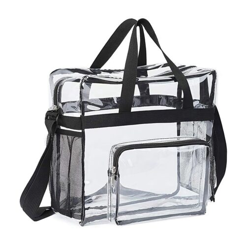 Women Clear Plastic Tote Bag Transparent Handbag Zip Purse Stadium Crossbody NEW