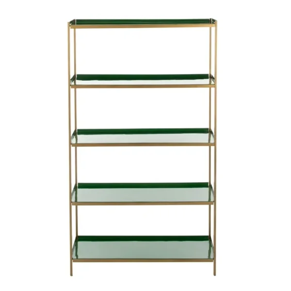 SAFAVIEH Justine Modern Glam 5-Tier Etagere, Green/Brass 3