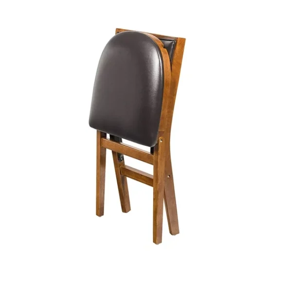 Stakmore Bonded Leather Retro Upholstered Back Folding Chair - Brown (2-Pack) 3