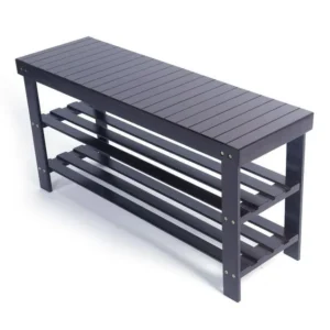 Ktaxon 36" Solid Wood Shoe Bench 3-Tier Shoe Storage Rack Organizer for Entryway Hallway Closet Living Room Bathroom, Espresso Finish