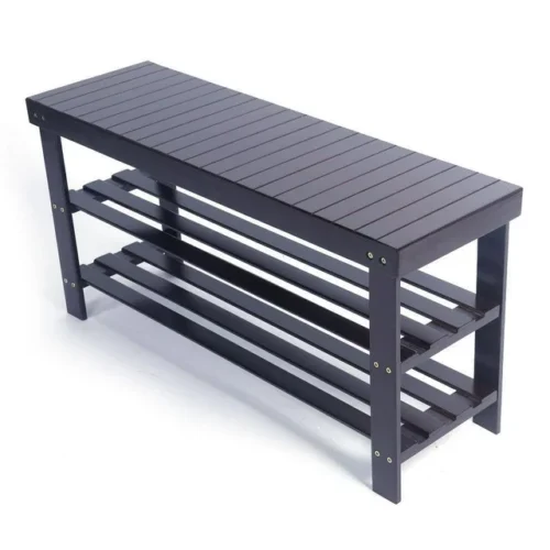 Ktaxon 36" Solid Wood Shoe Bench 3-Tier Shoe Storage Rack Organizer for Entryway Hallway Closet Living Room Bathroom, Espresso Finish
