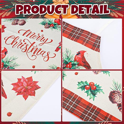 AnyDesign Christmas Cardinal Aprons Red Bird Adjustable Kitchen Cooking Aprons Washable Xmas Kitchen Aprons for Restaurant Party Baking Supplies, 2 Pack, 21.7 x 26.8 Inch 3