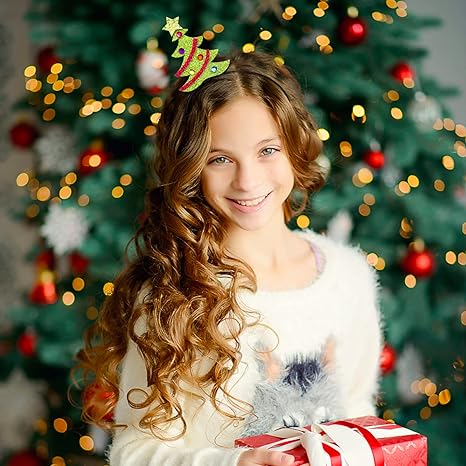 Hikkcos 4PCS Christmas Headbands,Santa Hat Headband Christmas Tree Headband Christmas Stockings Headband for Christmas Cosplay Holiday Party Favor Hats Accessory 3