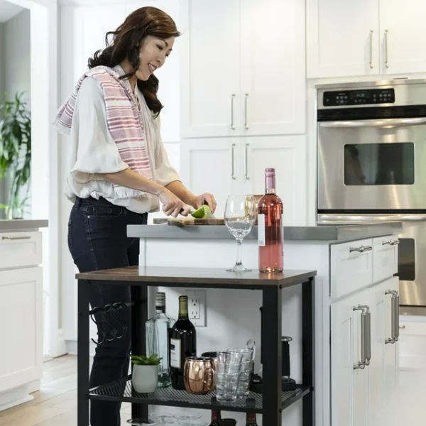Best Choice Products 3-Tier Microwave Cart Rolling Utility Serving Cart Organizer w/ 2 Storage Shelves, 4 Hooks 3