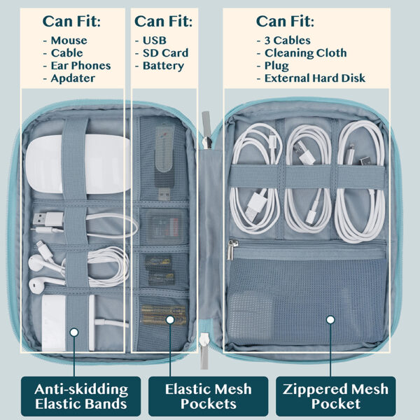 Electronic Accessories USB Cord Charger Cable Organizer Bag Travel Storage Case 2