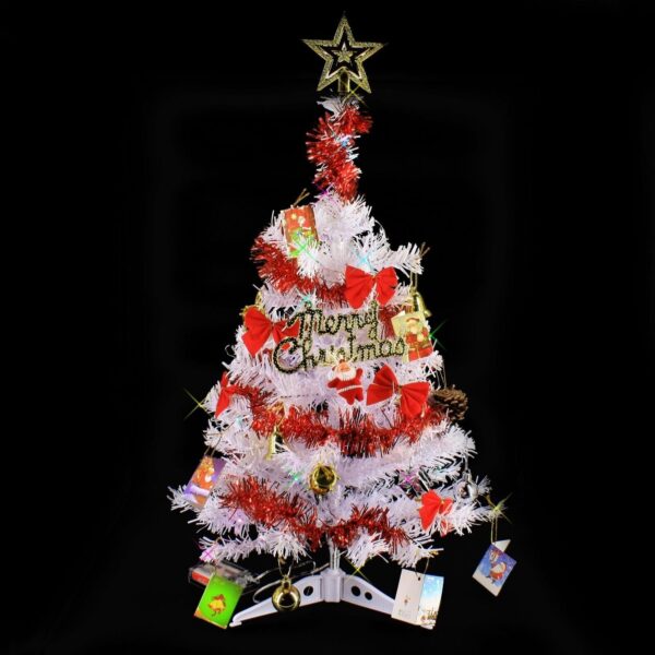 2 FT Tabletop Artificial Small Mini Christmas Tree with LED Light & Ornaments 3