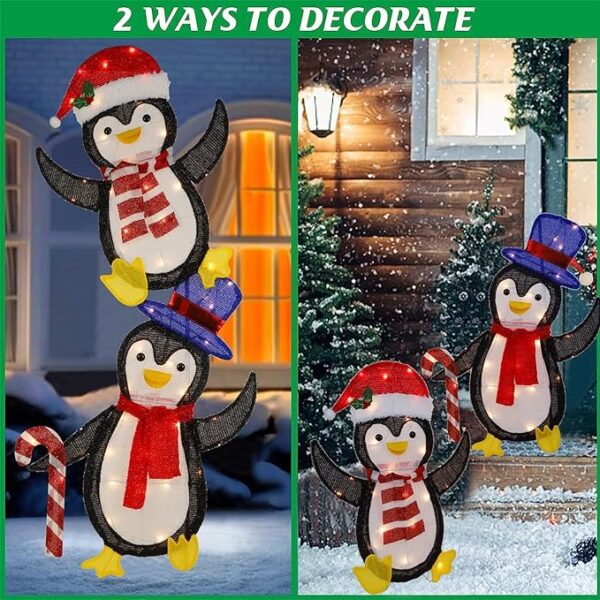 WATERGLIDE Lighted Christmas Santa Claus with Puppy, 26.5 Inch Pre-Lit 2D Tinsel Santa Walking Dog Xmas Outdoor Yard Decor with Lights, Light Up & Plug in for Festive Xmas Holiday Garden Lawn Display 2