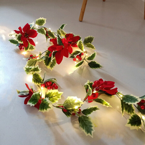 Pre Lit Christmas Garland with Lights Door Wreath Fireplace Christmas Decoration 4