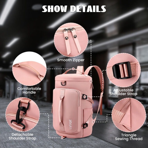 Men Women Gym Bag Travel Carry on Backpack Weekender Overnight Sports Duffle Bag 4