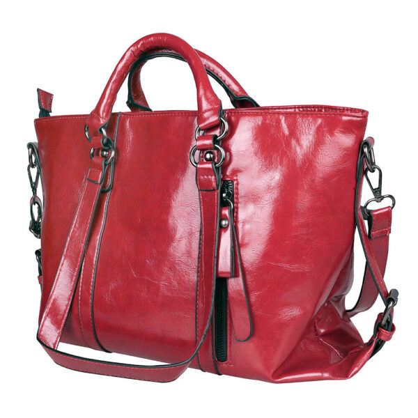 Lady Women Fashion Handbag Shoulder Bag Oiled Leather Tote Purse Crossbody Bag 2