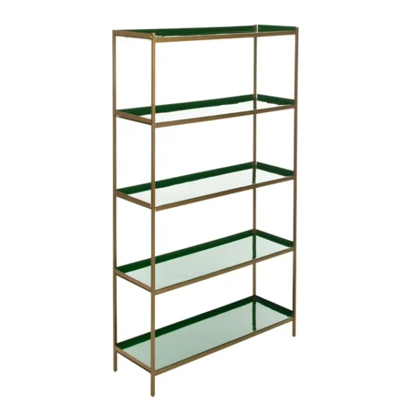 SAFAVIEH Justine Modern Glam 5-Tier Etagere, Green/Brass 2