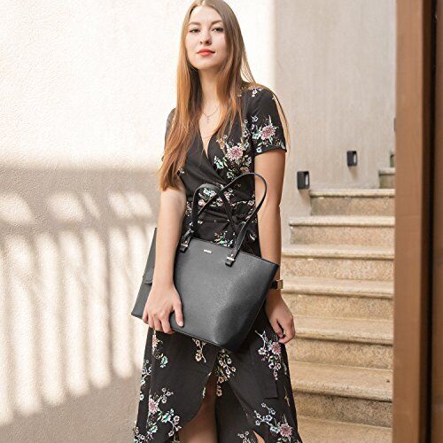 Handbags for Women Shoulder Bags Tote Satchel Hobo 3pcs Purse Set Black 4