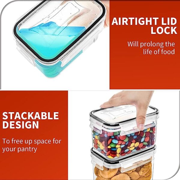 Skroam 24 Pack Airtight Food Storage Containers with Lids for Kitchen Pantry Organization and storage, BPA Free, Plastic Canister Set for Cereal, Pasta, Flour & Sugar - Spoon Set, Labels & Marker. 4