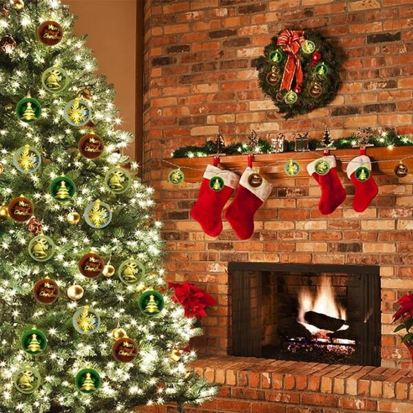 Happy Trees 10 FT Christmas String Lights 20 LED Ball Lights, Battery Operated 8 Lighting Modes Hanging Globe String Lights Balls Ornaments for Christmas Tree Room Indoor Outdoor 4