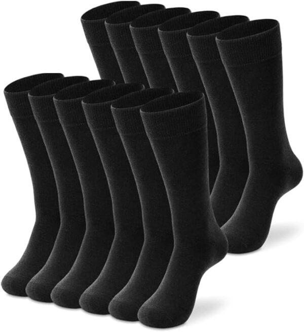 LIXIA Men's Thin Merino Wool Socks, Winter Warm Breathable Crew Dress Trouser Socks 6 Pairs Pack 1