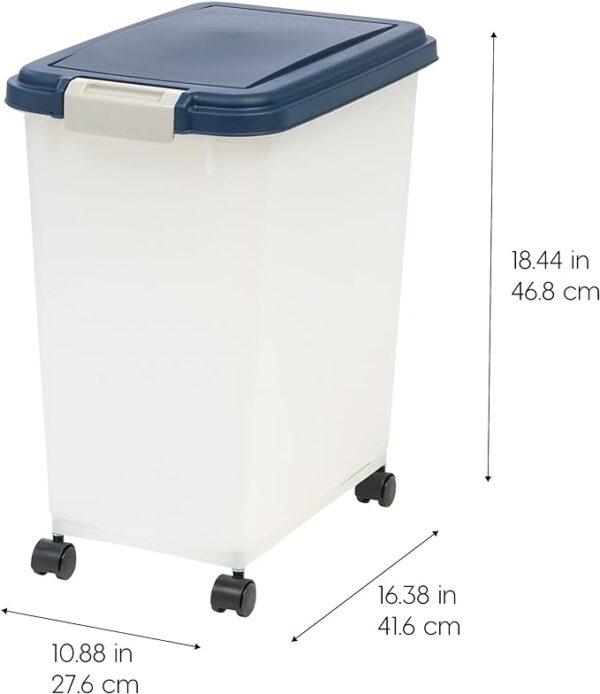 IRIS USA 33 Quart Airtight Pet Food Container, Navy 25 lbs 2