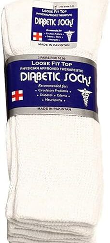 Falari Physicians Approved Diabetic Socks Crew Unisex 3, 6 or 12-Pack