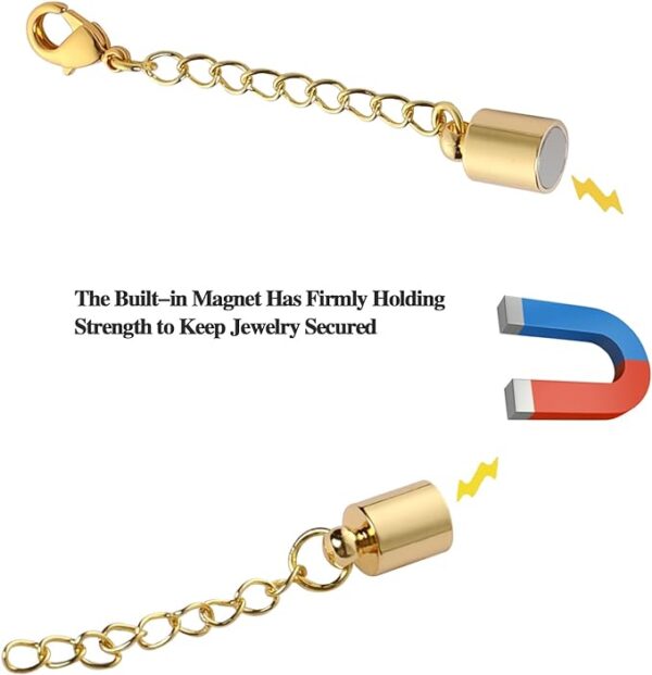 Magnetic Necklace Extender,8 Pcs Magnetic Necklace Clasps with Extender Chains Magnetic Necklace Clasps with Extender Chains Lobster Clasps Chain Extender Necklace Lobster Clasps and Closures 2
