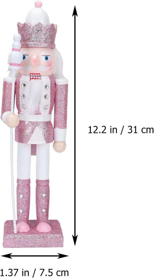 PASOLABE Pink Nutcracker Christmas Decorations 12 Inch Pink Nutcracker Figures Christmas Nutcracker Soldier Wooden Nutcracker Ornaments Glitter Collectible Nutcracker Figures for Xmas Gifts 3