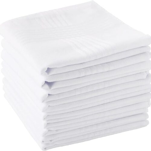 6172jU4SxUS._AC_SX679_ Scotamalone Men's Handkerchiefs 100% Soft Cotton White Hankie Hankerchieves