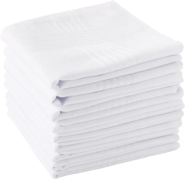 Scotamalone Men's Handkerchiefs 100% Soft Cotton White Hankie Hankerchieves 1