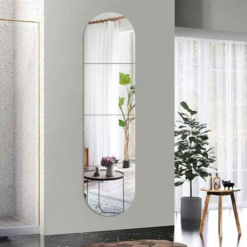 61P0BT34r6L._AC_SX569_ Full Body Length Mirrors for Walls, 12x12 4pcs Acrylic Plexiglass Wall-Mounted Stick On Frameless Square Makeup Large Long Mirror Home Workout Gym Hallway Mirror Dorm Floor Tile Self Adhesive