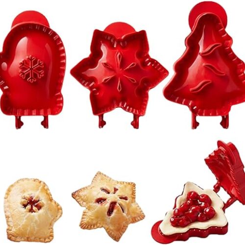 61m8djtRTbL._AC_SX569_ 3Pcs Mini Hand Pie Molds, Snowflake, Mitt and Christmas Tree Shapes Dough Presser Pocket Pie Molds for Christmas party Baking, Party Potluck Hand Pie Molds