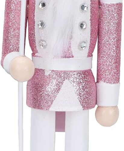 PASOLABE Pink Nutcracker Christmas Decorations 12 Inch Pink Nutcracker Figures Christmas Nutcracker Soldier Wooden Nutcracker Ornaments Glitter Collectible Nutcracker Figures for Xmas Gifts