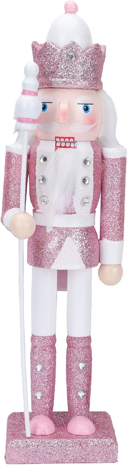 PASOLABE Pink Nutcracker Christmas Decorations 12 Inch Pink Nutcracker Figures Christmas Nutcracker Soldier Wooden Nutcracker Ornaments Glitter Collectible Nutcracker Figures for Xmas Gifts 1