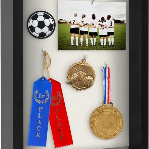 Americanflat 11x14 Shadow Box Frame in Black with Soft Linen Back - Composite Wood with Polished Glass for Wall and Tabletop