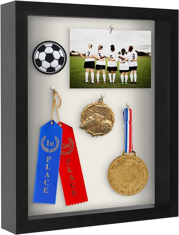 Americanflat 11x14 Shadow Box Frame in Black with Soft Linen Back - Composite Wood with Polished Glass for Wall and Tabletop 1