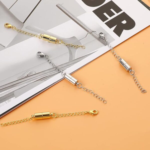 Magnetic Necklace Extender,8 Pcs Magnetic Necklace Clasps with Extender Chains Magnetic Necklace Clasps with Extender Chains Lobster Clasps Chain Extender Necklace Lobster Clasps and Closures 3