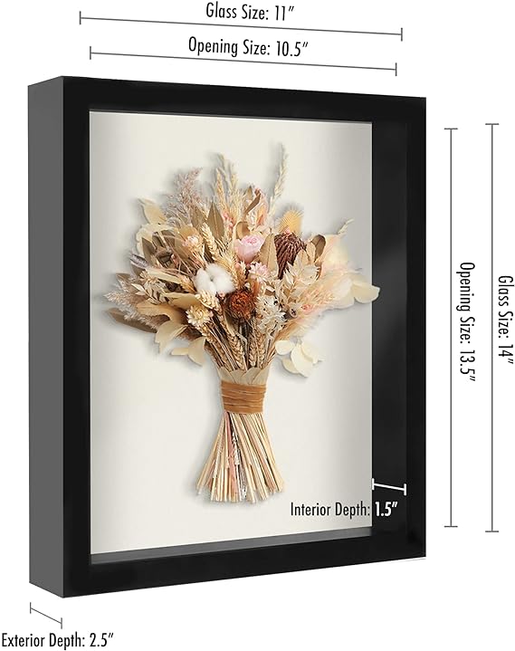 Americanflat 11x14 Shadow Box Frame in Black with Soft Linen Back - Composite Wood with Polished Glass for Wall and Tabletop 2