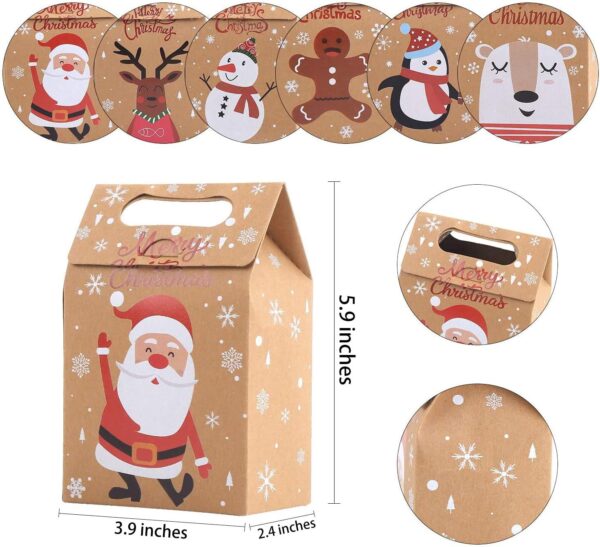 STEFORD Christmas Kraft Paper Gift Boxes,24PCS Christmas Candy Gift Treat Bags for Xmas Party Supplies 3