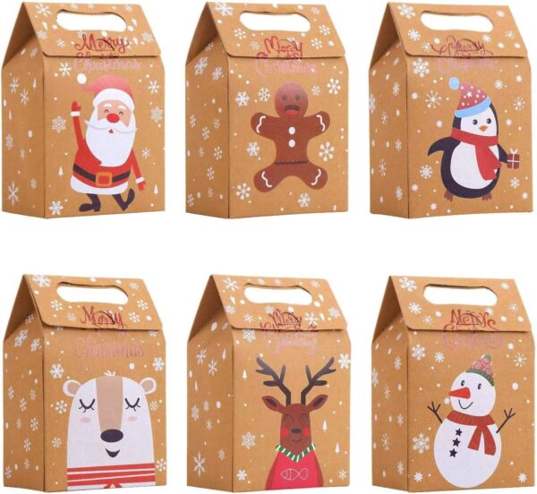 STEFORD Christmas Kraft Paper Gift Boxes,24PCS Christmas Candy Gift Treat Bags for Xmas Party Supplies 1