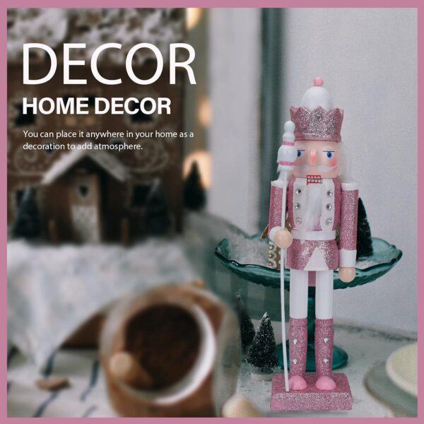 PASOLABE Pink Nutcracker Christmas Decorations 12 Inch Pink Nutcracker Figures Christmas Nutcracker Soldier Wooden Nutcracker Ornaments Glitter Collectible Nutcracker Figures for Xmas Gifts 2