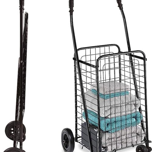 71MwGJHrOTL._AC_SX679_ Utility Cart with Wheels to be used for Shopping, Grocery, Laundry and Stair Climber Cart, Weighs 7.5 Pounds but holds up to 90 Pounds, Compact and Foldable, Black