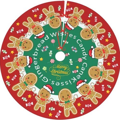 Gingerbread Man Candy Christmas Tree Skirt Xmas Tree Mat Christmas Tree Ornaments Decorations Holiday Party Indoor Outdoor