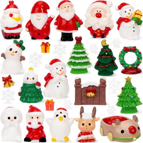 71dg3FNJwcL._AC_SL1500_ DomeStar 30PCS Mini Resin Christmas Figurines, Miniature Snowman Figurines Fairy Garden Christmas Accessories Christmas Miniatures for Crafts Advent Calendar Christmas Ball Fillers