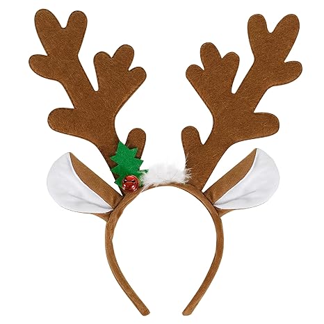 VIBILIA Reindeer Antlers Headband - Christmas Headband Christmas Parties Favors for Women, Adults and Kids (Light Color)