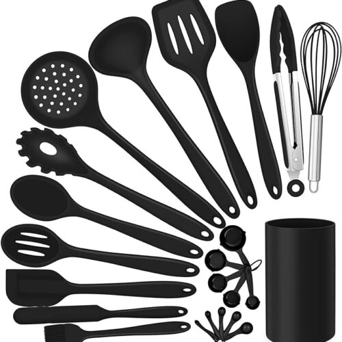 71sOG9NUlDL._AC_SX679_ Silicone Kitchen Utensils Set, E-far 23 Pcs Red Cooking Utensils Tools with Holder for Nonstick Cookware, Include Spatula/Spoon/Ladle/Tongs/Turner, Heat Resistant & Nontoxic, Dishwasher Safe