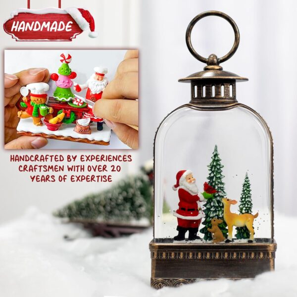 Santa Snow Globe, Christmas Decoration, Thanksgiving Snow Globe Lantern, Christmas Snow Globe Musical Sparkly Swirling Snow, 3 Settings Batteries or USB Cable, Holiday Decoration 2
